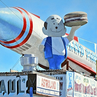 Photorealist painting Rocket Man of Coney Island by Denis Peterson