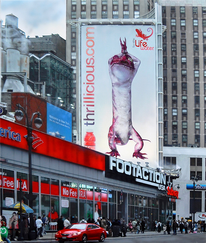 Hyperrealism painting Footaction (Thrillicious.com billboard) by Denis Peterson