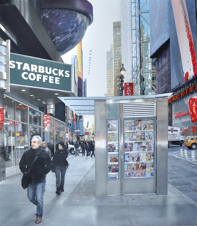 Photorealism painting Walkin' NY by Denis Peterson